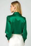 Studio Amala Emerald Envy Women's Designer Satin Shirt
