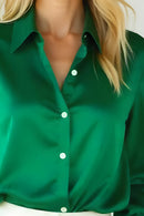 Studio Amala Emerald Envy Women's Designer Satin Shirt