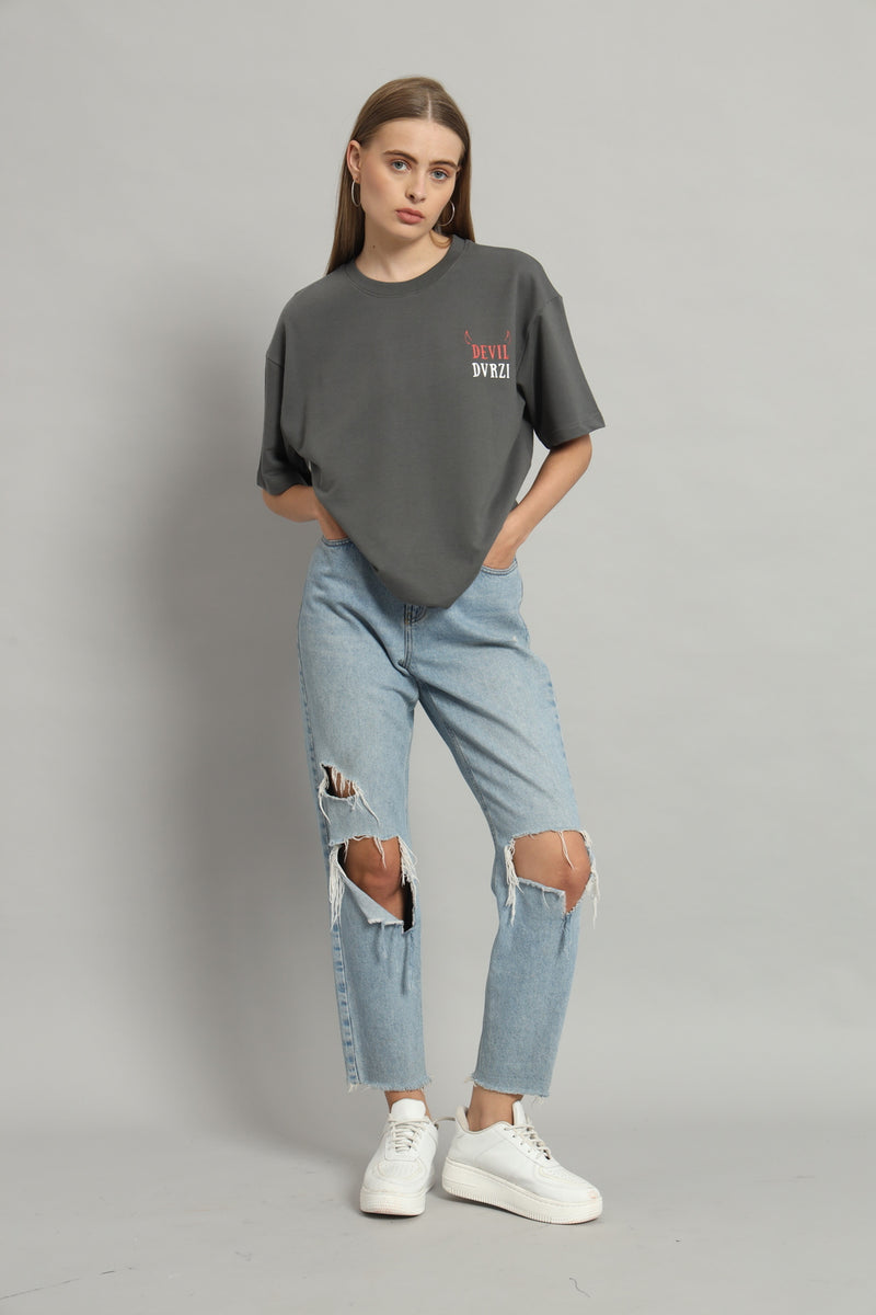 Dvrzi Grey Diabolical Deal Oversized Tee Women’s