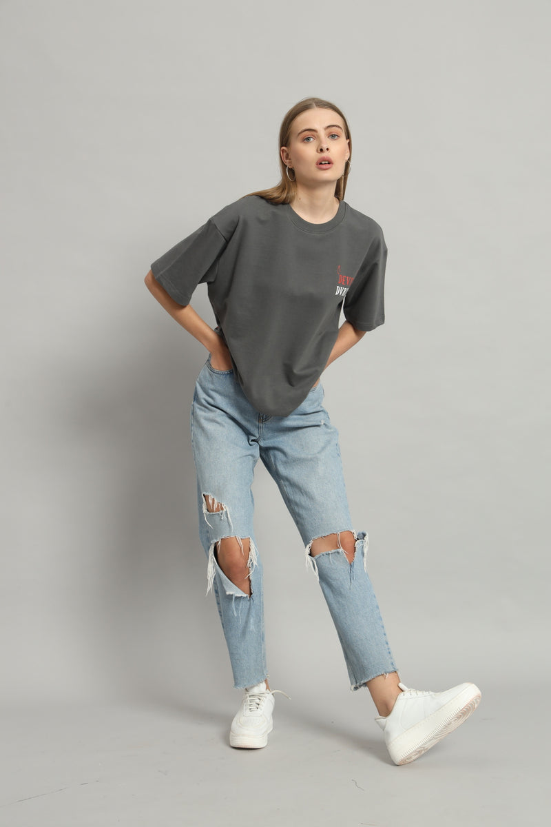 Dvrzi Grey Diabolical Deal Oversized Tee Women’s