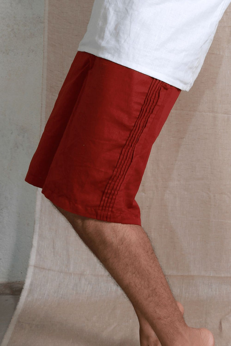 Asian In Me | Cotton-Linen Men's Maroon Shorts I Gump Pants