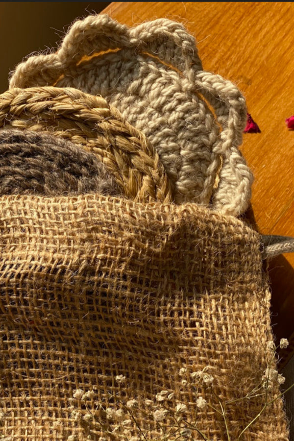Hand Knitted Coasters ~ Pure Himalayan Wool - Set of 4