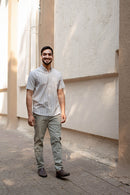 Earthy Route Off White Stripes · Button Down Collar · Half Sleeve Shirt