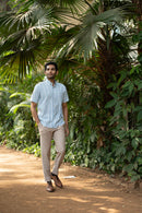 Earthy Route Aqua Blue Stripes · Button Down Collar · Half Sleeve Shirt