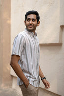 Earthy Route Pink and Green Stripes · Button Down Collar · Half Sleeve Shirt