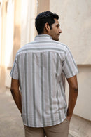 Earthy Route Pink and Green Stripes · Button Down Collar · Half Sleeve Shirt