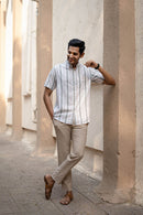 Earthy Route Pink and Green Stripes · Button Down Collar · Half Sleeve Shirt