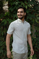 Earthy Route Green and Mustard Stripes · Button Down Collar · Half Sleeve Shirt