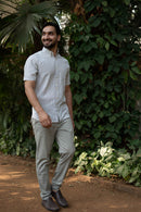 Earthy Route Green and Mustard Stripes · Button Down Collar · Half Sleeve Shirt