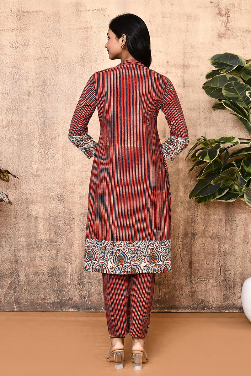 Expressions By UV Hera Red Ajrakh Cotton Kurta Set