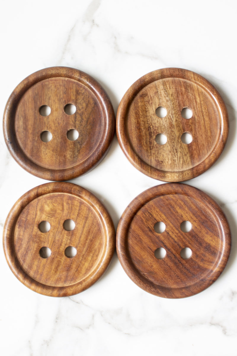 Byora Brown Button Coasters (Set of 4)