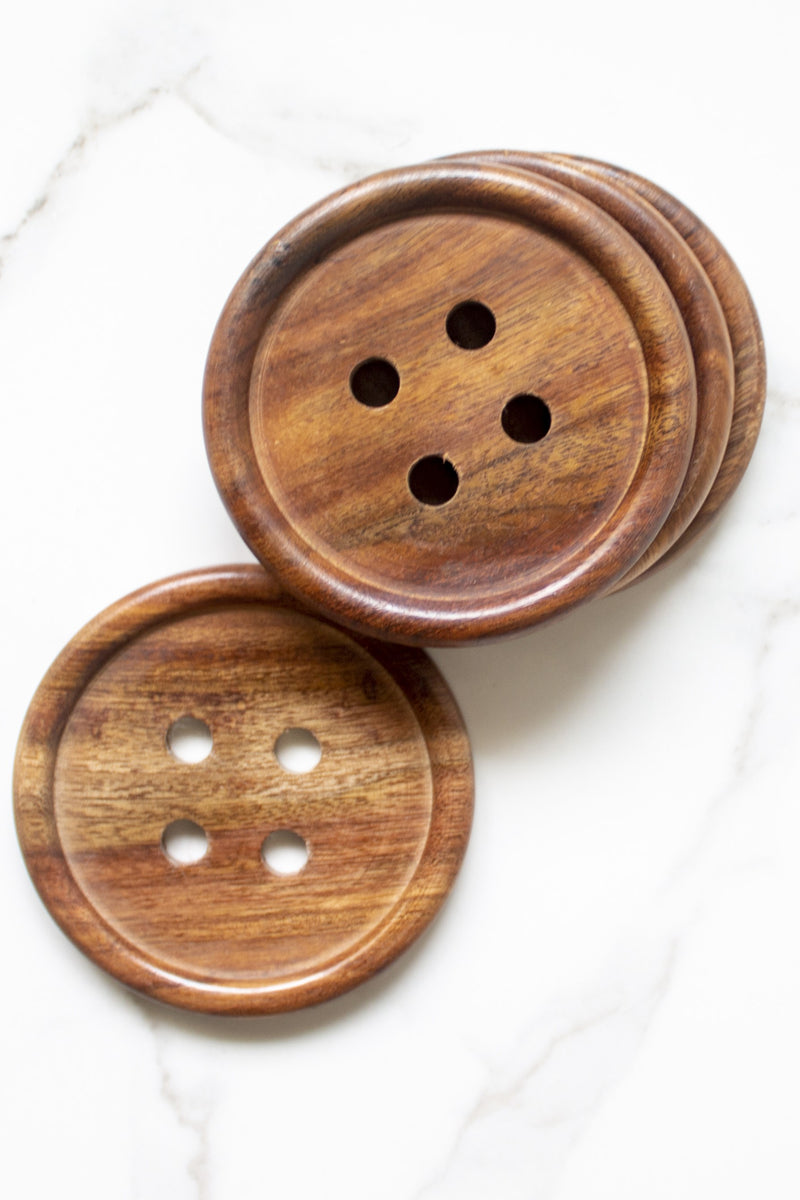 Byora Brown Button Coasters (Set of 4)