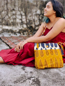 Almitra Sustainables Yellow & Off-White Hand Block Printed Braided Ethnic Sling Bags