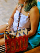 Almitra Sustainables Maroon & Off-White Hand Block Printed Braided Ethnic Sling Bags