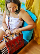 Almitra Sustainables Maroon & Off-White Hand Block Printed Braided Ethnic Sling Bags