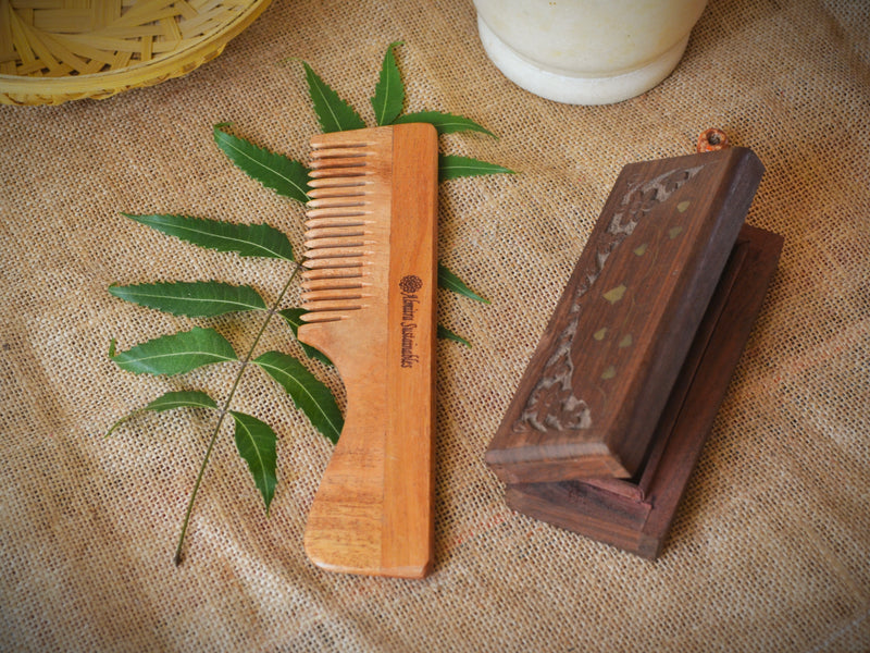 Almitra Sustainables Neem Wood Hair Comb – Handle