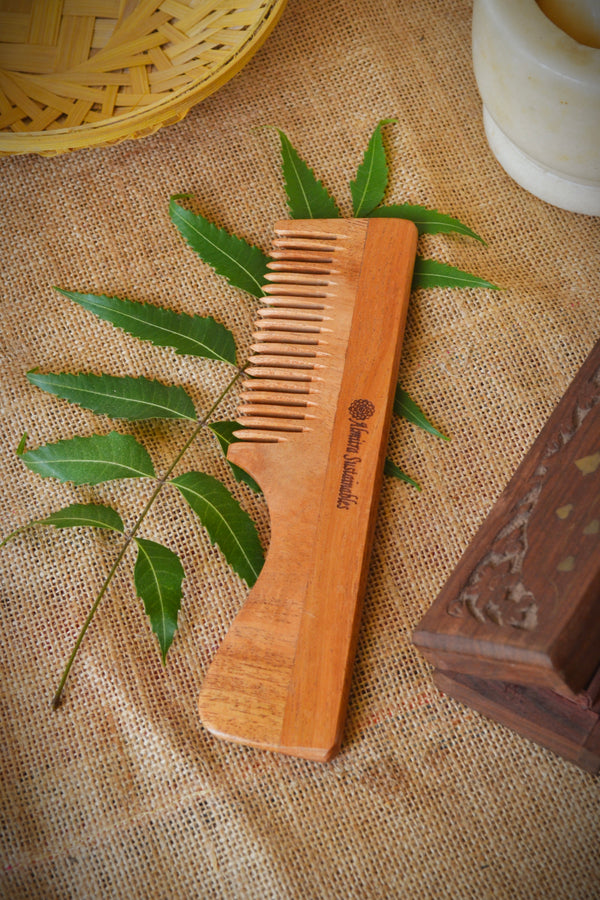 Almitra Sustainables Neem Wood Hair Comb – Handle