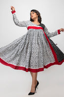 Sepia Stories Franca Silk Linen Dress in Black & White