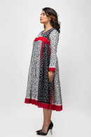 Sepia Stories Franca Silk Linen Dress in Black & White