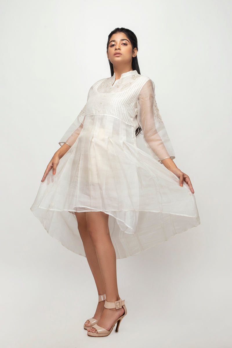 Sepia Stories Pipaa Silk Dress in Off-White