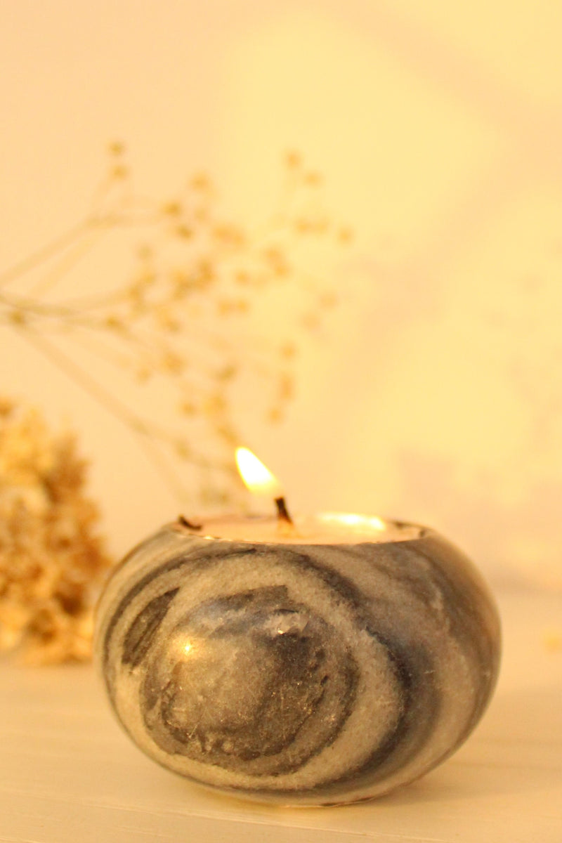 Byora Grey Concave Tealight Candle Holder