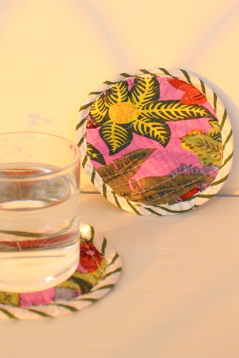 Byora Multicolor Flora Fabric Coasters (Set of 2)