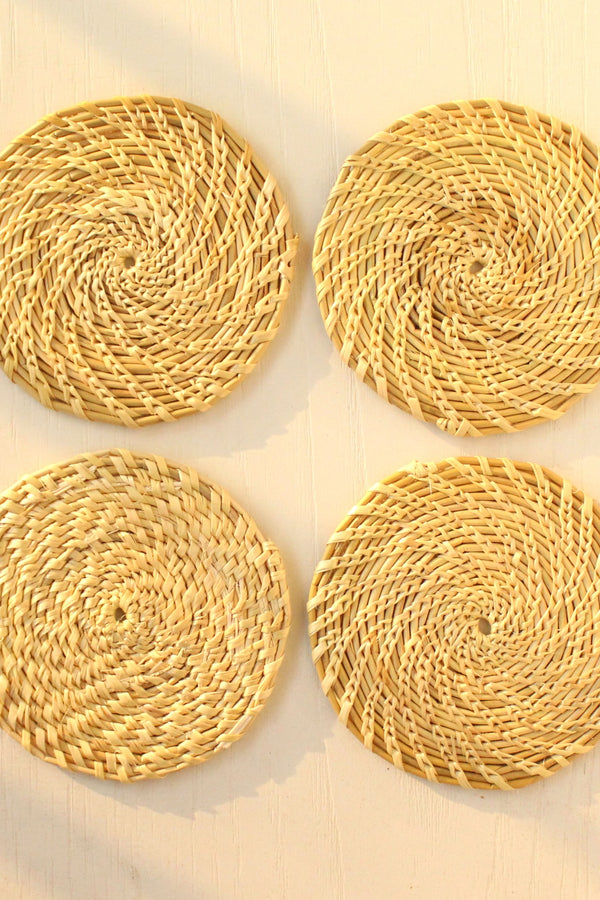 Byora Yellow Spiral Coasters (Set of 4)