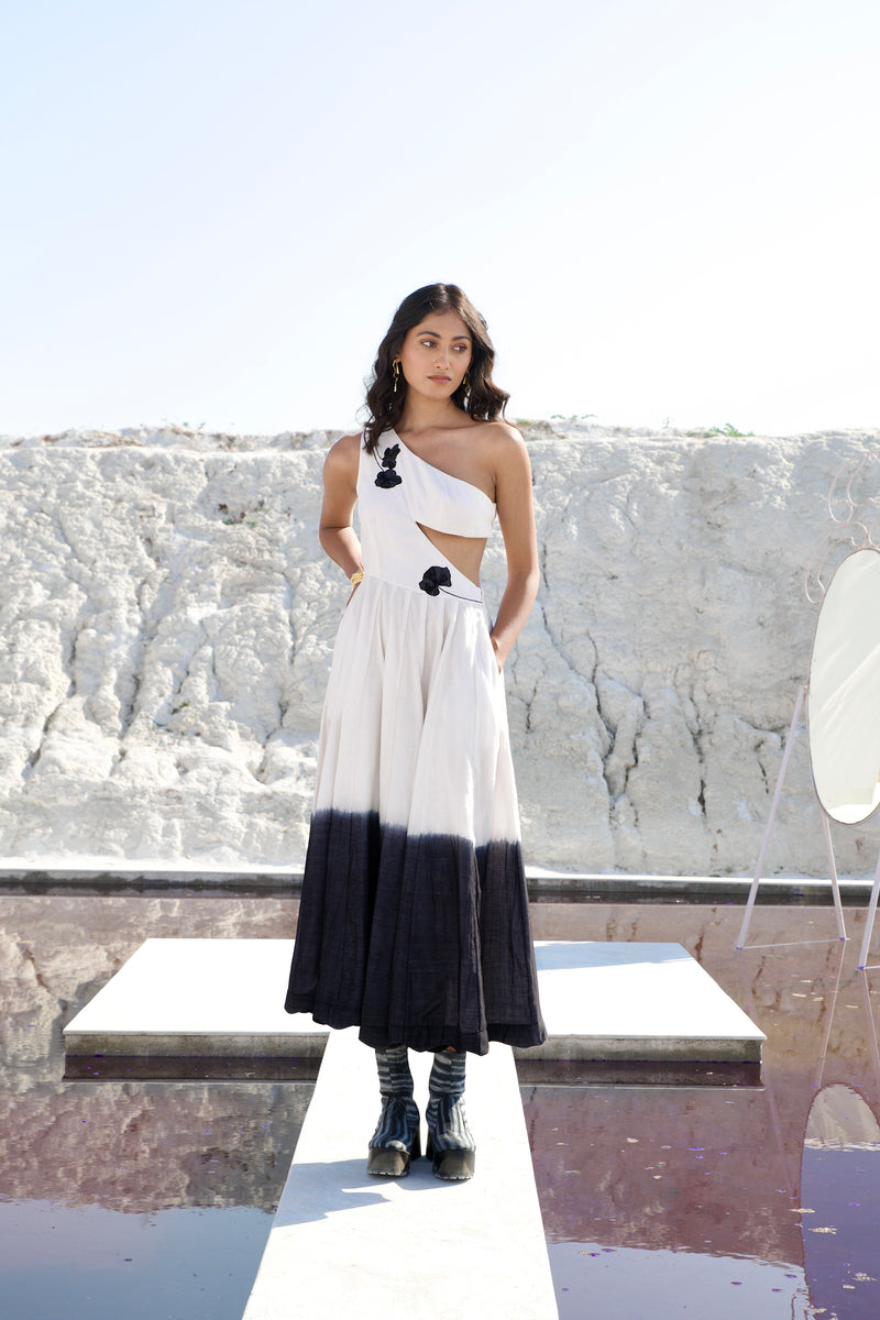 The Loom Art White Raven Handwoven Chanderi Silk Dress