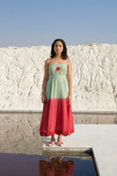 The Loom Art Avocado Punch Handwoven Chanderi Silk Dress