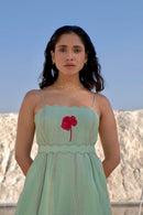 The Loom Art Avocado Punch Handwoven Chanderi Silk Dress