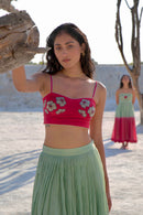 The Loom Art Mint & Wine Co-ord (Set of 3) Handwoven Chanderi Silk Co-ord