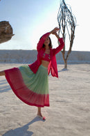 The Loom Art Mint & Wine Co-ord (Set of 3) Handwoven Chanderi Silk Co-ord