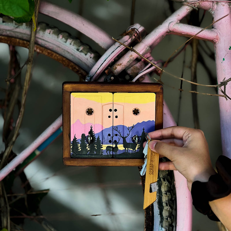 Scrapshala Handcrafted Upcycled Wanderlust Audio Tapes Wilderness Mini Keyholder