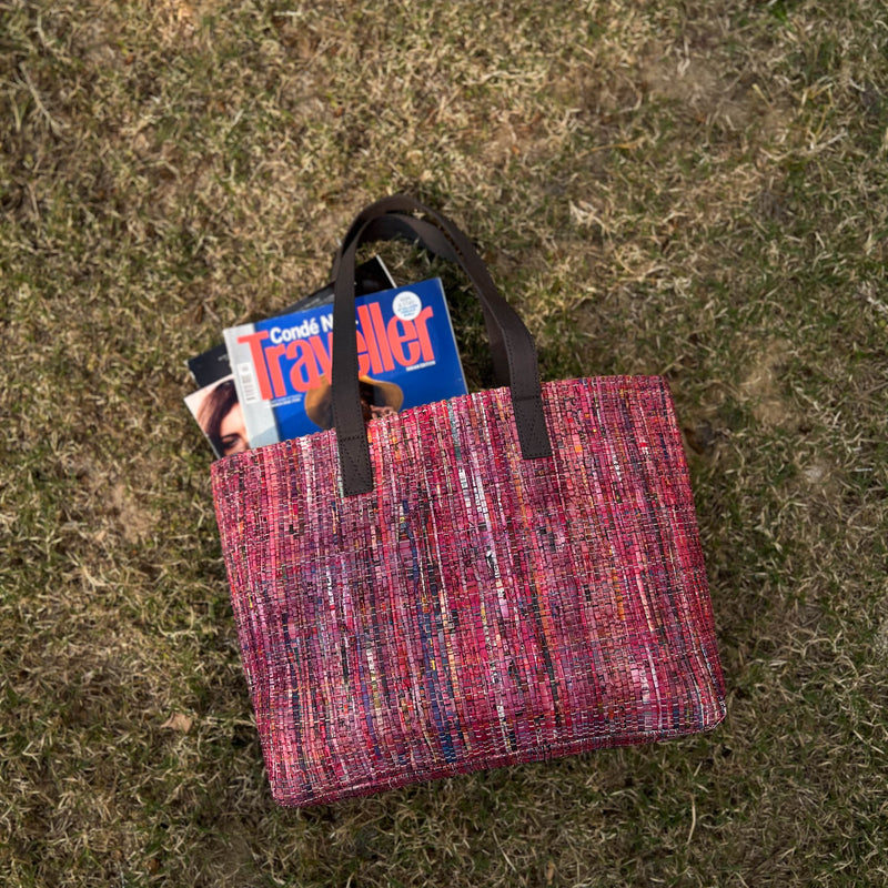 Scrapshala Natural Dyed Upcycled Paper Textile Charcha Handloom Tote Bag