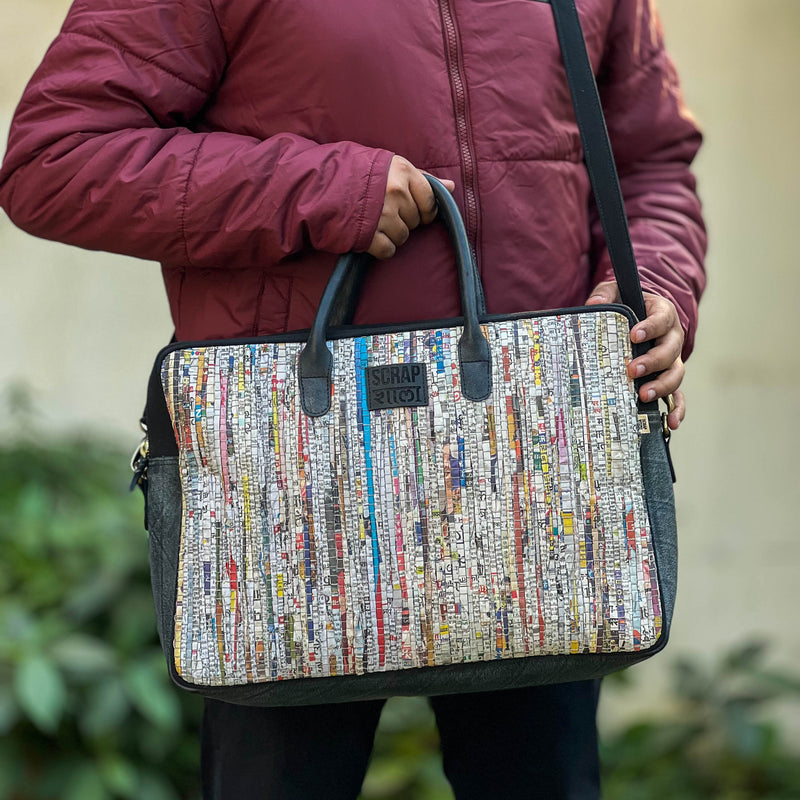 Scrapshala Handloom Textile Upcycled Timeless Charcha Office Laptop Bag