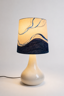 JOD Modern White Table with Blue Lines Lamp