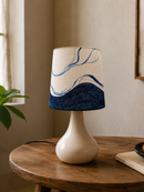 JOD Modern White Table with Blue Lines Lamp