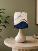JOD Modern White Table with Blue Lines Lamp