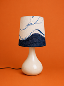 JOD Modern White Table with Blue Lines Lamp
