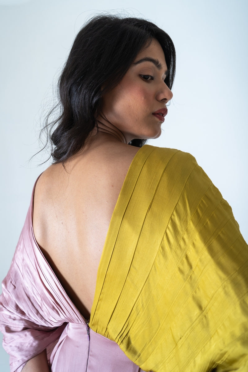 Neora by Nehal Chopra Pink-Yellow Color-Blocked Jumpsuit