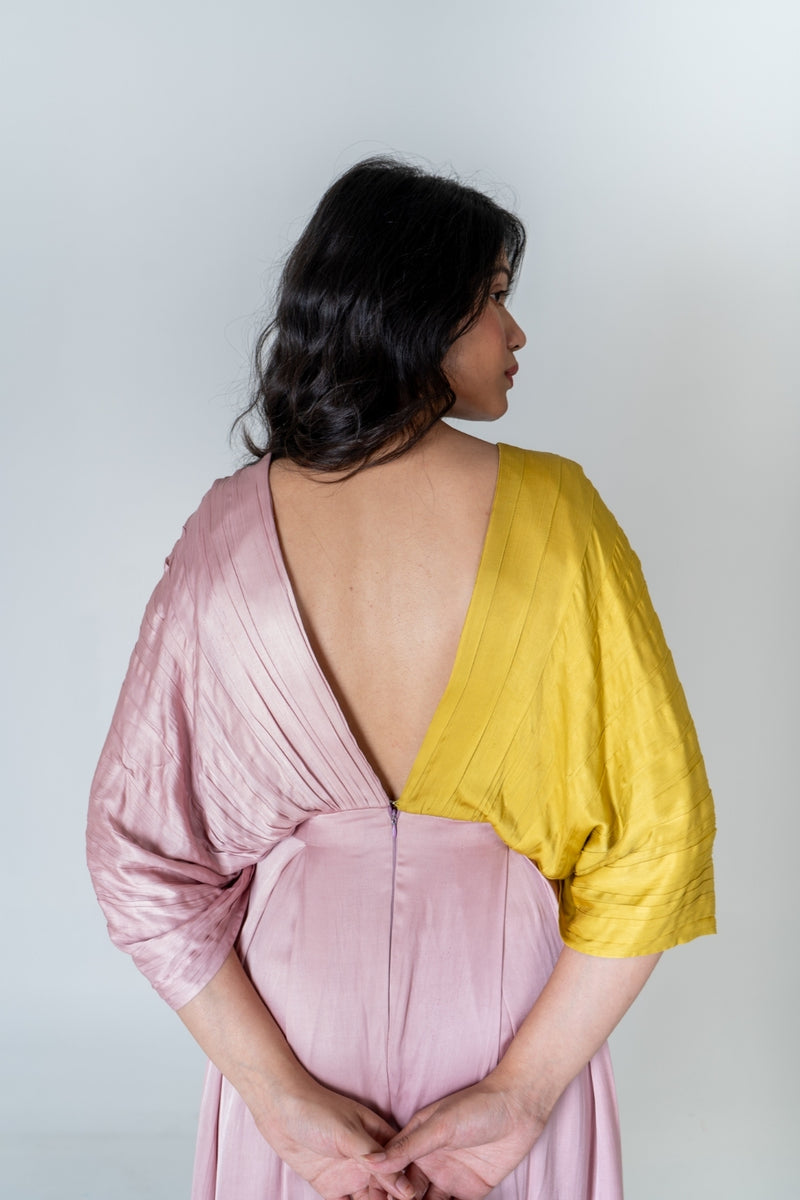 Neora by Nehal Chopra Pink-Yellow Color-Blocked Jumpsuit