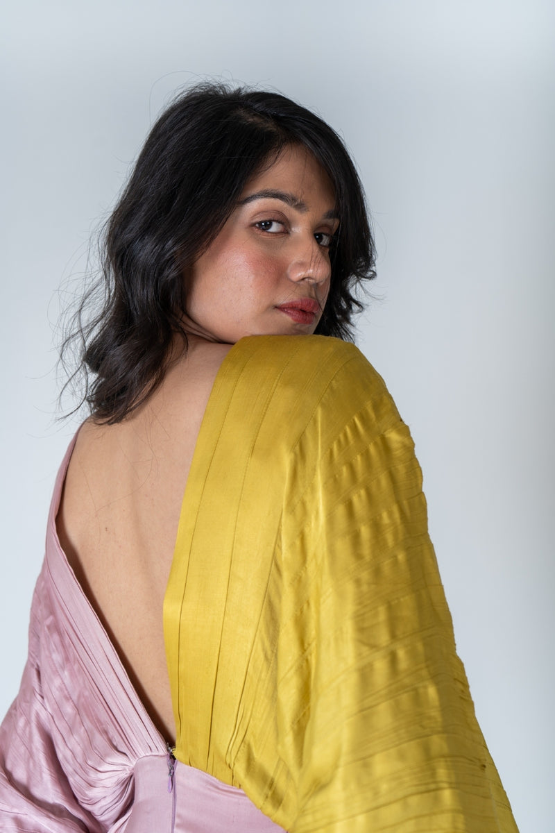 Neora by Nehal Chopra Pink-Yellow Color-Blocked Jumpsuit