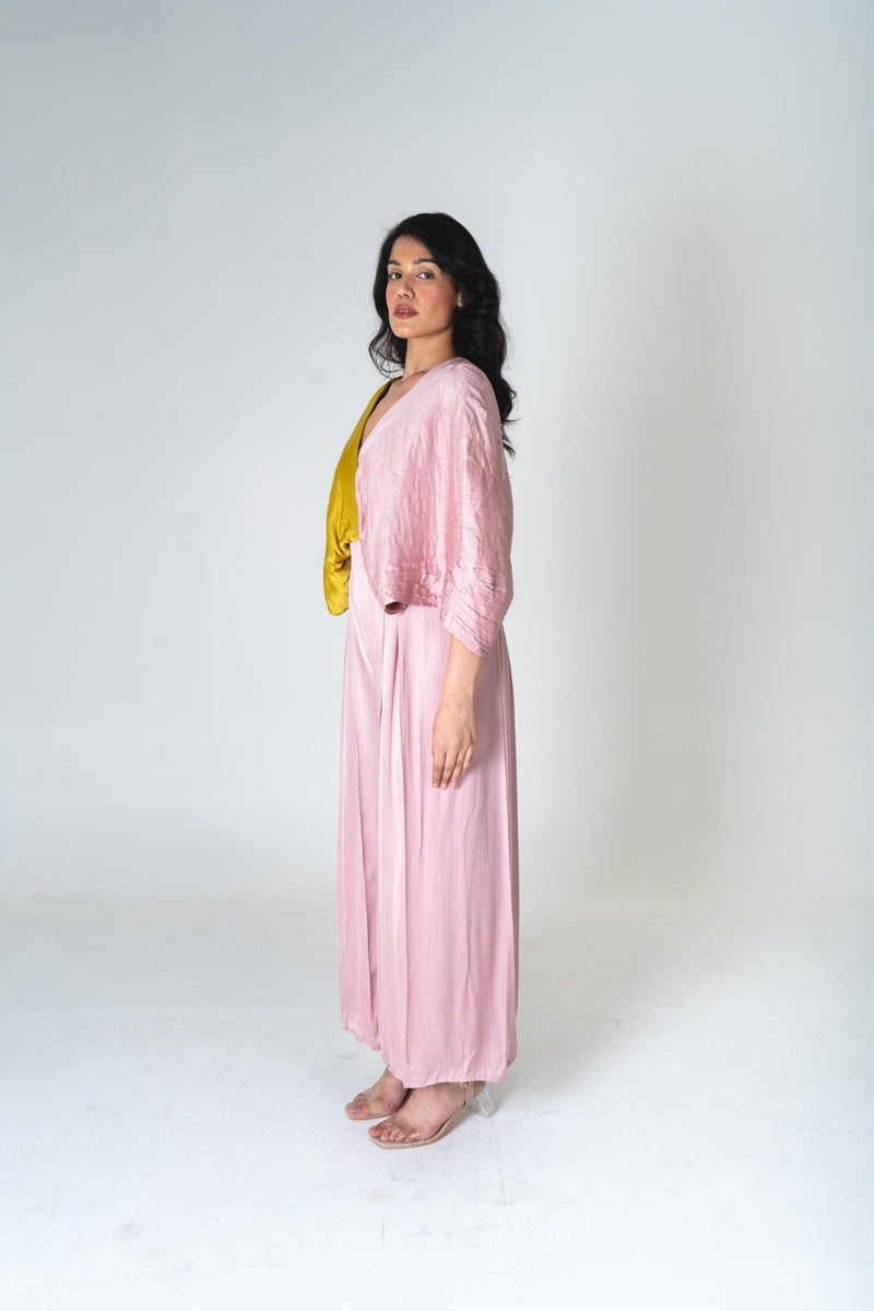 Neora by Nehal Chopra Pink-Yellow Color-Blocked Jumpsuit