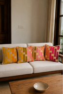 JOD Cotton Woven Checkered Pink & Yellow Pillow Covers