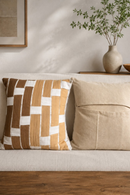 JOD Cotton Woven Checkered Beige & Brown Pillow Covers