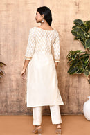 Expressions By UV Jenni Off-white Handloom Maheshweri Silk Kurta Set