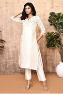 Expressions By UV Jenni Off-white Handloom Maheshweri Silk Kurta Set
