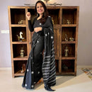 Forsarees Women's Black Mul Kantha Saree