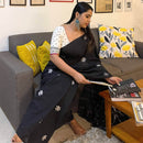 Forsarees Women's Black Mul Kantha Saree