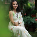 Forsarees Women's White  Mul Kantha Saree